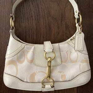 Signature Coach Handbag White/Tan (small)